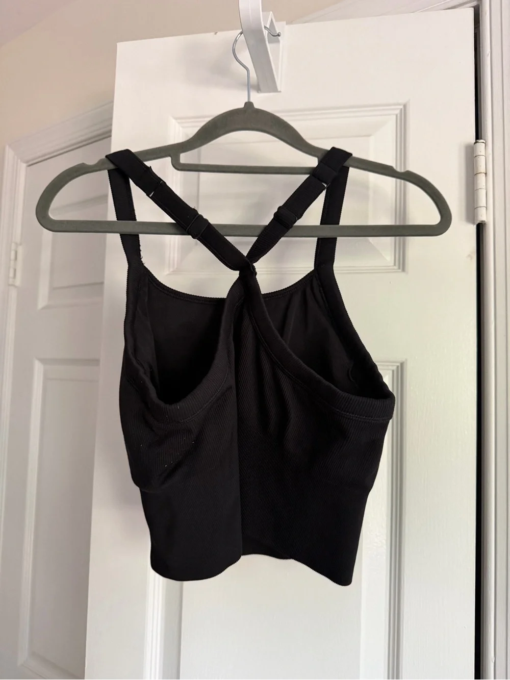 Alo Yoga Seamless Ribbed Favorite Bra Tank Black Built In Bra